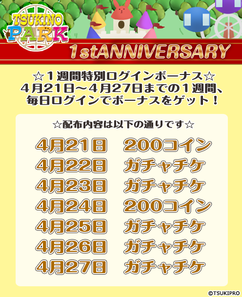 1周年記念ログインボーナス